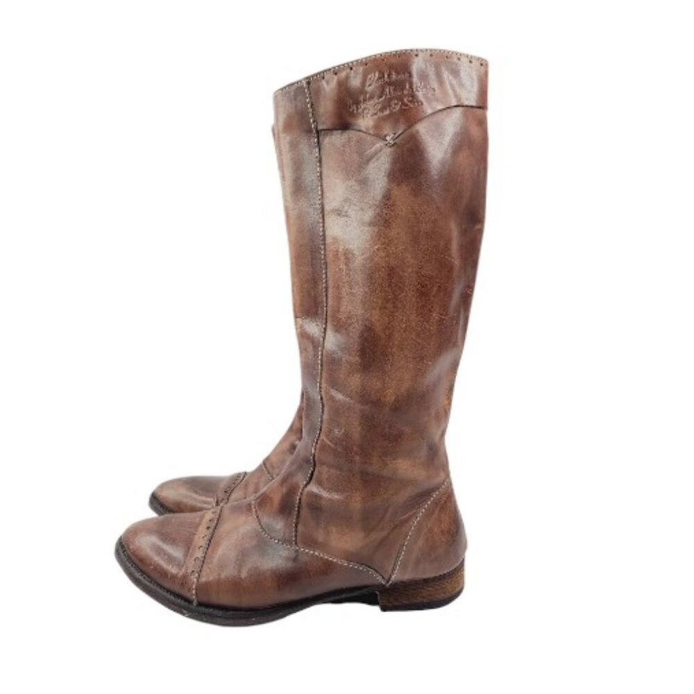 Blackstone Women's Brown Oak Leather Mid-Calf Zipper Classic‎ Moto Boots Size 8